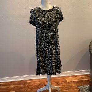 Black/white Ann Taylor sweater dress with leather piping size L